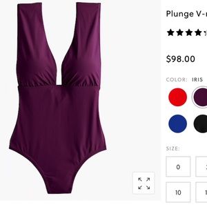 J. Crew Plum Plunging Neck One-Piece; Size 8; EUC